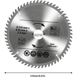 OSQI Lot De 3 Lames De Scie Circulaire Carbure De Tungstène, 24T 48T 60T TCT Sah Pour Bois Métal Et Aluminium (210 X 30 Mm) -Scie électrique portative Soldes 65500678 5