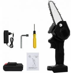 LITZEE Scie à Chaîne électroportative Maison Jardin Jardin Scie D'élagage Mini-scie à Chaîne électrique Portative (noir) Norme Européenne 4 Pouces 550W Scie D'élagage électrique Une électricité Un Chargeur, Scie à Chaîne électroportative -Scie électrique portative Soldes 65812929 5