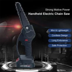 LITZEE Scie à Chaîne électroportative Scie à Chaîne électrique Sans Fil De 6 Pouces Mini Coupe-bois Rechargeable Portable Scie à Bois à Une Main Pour Le Jardinage élagage Coupe, Prise UE - Prise UE Scie à Chaîne électroportative -Scie électrique portative Soldes 65812950 3