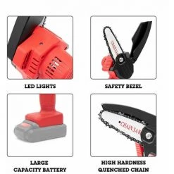 LITZEE Tronçonneuse à Batterie Scie D'élagage électrique - Le Noir Scie à Chaîne électroportative -Scie électrique portative Soldes 65813816 5