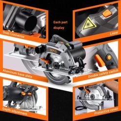 GIZCAM Scie Circulaire 190mm/24T 1500 W - PES03A -Scie électrique portative Soldes 65919395 5