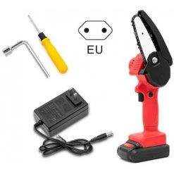 DONTODENT Mini Scie à Chaîne électrique Sans Fil Rechargeable Scie à Bois Scie électrique à Une Main-une Batterie Prise Ue