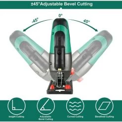 Scie Sauteuse HYCHIKA 750W, Avec Moteur En Cuivre Puissant, 800-3000SPM Tours Par Minute Avec 6 Vitesses Variables, Angle D'inclinaison ±45 ° -Scie électrique portative Soldes 66371756 3