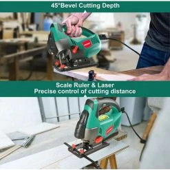 Scie Sauteuse HYCHIKA 750W, Avec Moteur En Cuivre Puissant, 800-3000SPM Tours Par Minute Avec 6 Vitesses Variables, Angle D'inclinaison ±45 ° -Scie électrique portative Soldes 66371756 4