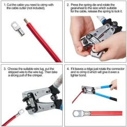 Cisea Outils De Sertissage De Cosse De Câble De Batterie 6-50mm Coupe De Fil à Cliquet Pour Câble De Fil De Borne D'outil De Sertissage De Awg 1/0, 2, 4, 6, 8, 10 -épais Et Renforcé -Scie électrique portative Soldes 66374871 5