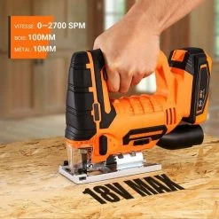 PEDY Scie Sauteuse 18V, Scie Sauteuse Sans Fil, 0~2700 SPM, 0-45° Coupe En Biseau, Plastique, Métal, Avec Chargeur 7 PEDY Scie Sauteuse 18V, Scie Sauteuse Sans Fil, 0~2700 SPM, 0-45° Coupe En Biseau, Plastique, Métal, Avec Chargeur -Scie électrique portative Soldes 67634546 3
