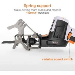 GIZCAM Scie Sabre à Batterie Ions Lithium, 12V Scie Egoîne Electrique Sans Fil, Mâchoire De Serrage, Vitesse Réglable, 1h De Chargement Rapide, Coupe Idéale Pour Arbre Et Métal Mou - RES001 -Scie électrique portative Soldes 67697322 2
