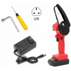 DONTODENT Mini Scie à Chaîne électrique Sans Fil Rechargeable Scie à Bois Scie électrique à Une Main - Une Batterie Prise Britannique