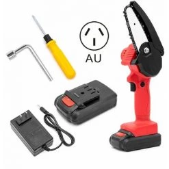 DONTODENT Mini Scie à Chaîne électrique Sans Fil Rechargeable Scie à Bois Scie électrique à Une Main - Prise AU à Deux Batteries