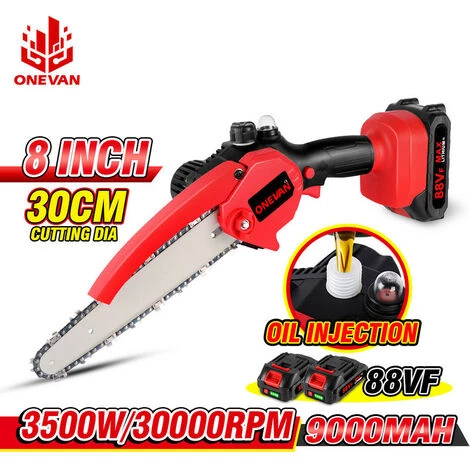 ONEVAN Scie à Chaîne électrique 3500W, 8 Pouces, Avec Huileur, Outil De Jardinage Pour Le Bois, Batterie 18V Rechargeable 1 ONEVAN Scie à Chaîne électrique 3500W, 8 Pouces, Avec Huileur, Outil De Jardinage Pour Le Bois, Batterie 18V Rechargeable