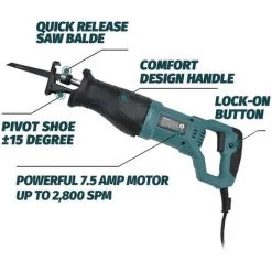 LIFCAUSAL Scie Alternative 900W 7.5A Scie Alternative à Vitesse à Vide 2800SPM Scie à Main électrique Filaire Avec 5 Lames Pour Couper Le Bois, Le Métal Et Le PVC -Scie électrique portative Soldes 67837710 3