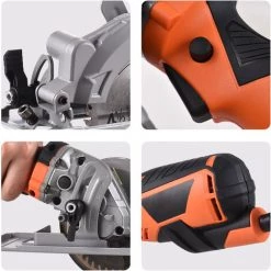 LIFCAUSAL Mini Scie Circulaire 5,8 A 3500 Tr/min Avec Lames 24T 40T Pour Bois Plastique Profondeur De Coupe Maximale 1-11/16'' (90 Degrés) 1-1/8'' (45 Degrés), Coupe En Biseau, Règle D'échelle, Poussière Port D'aspiration -Scie électrique portative Soldes 67837825 5