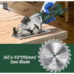 LIFCAUSAL Mini Scie Circulaire 4,8 A 4-1/2" Scie Circulaire Compacte 3500 Tr/min Scies Circulaires électriques Avec Guide De Coupe Au Laser Pour Les Coupes De Carreaux De Bois Et De Plastique -Scie électrique portative Soldes 67837949 5
