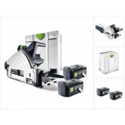 Festool TSC 55 REB-Li Basic 18 / 36 V Scie Plongeante Sans Fil ( 561737 ) Avec Boîtier Systainer + 2x Batteries BPC 18 Volt 5,2 Ah Li-lon - Sans Chargeur